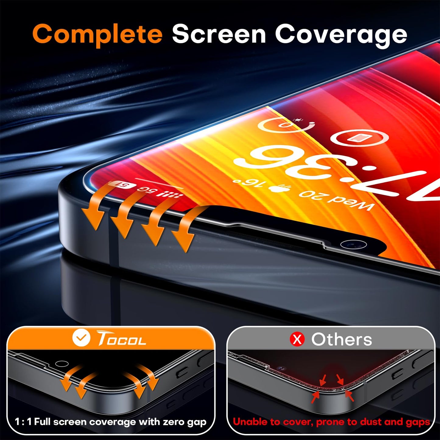 TOCOL 2 Pack for iPhone 12 Mini Privacy Screen Protector 5.4-Inch [True 25°Anti Spy], [Instant Installation] 14FT Military Grade Shatterproof, 9H+ Hardness Tempered Glass No Bubbles No Dust