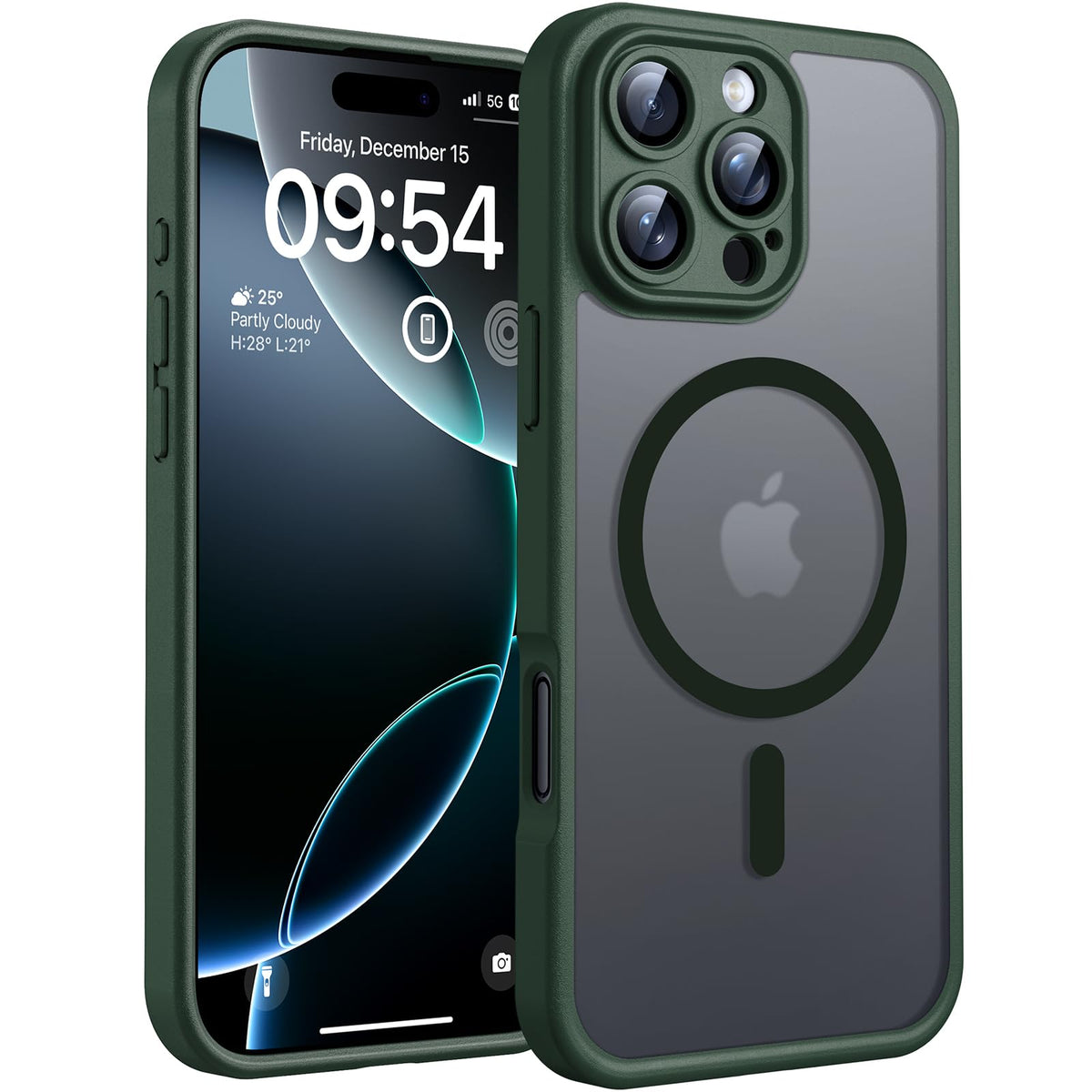 TOCOL Magnetic for iPhone 16 Pro Max Case 6.9-Inch, Fit for MagSafe, Upgraded [Full Camera Protection], [14FT Military Grade Drop Tested] Slim Translucent Matte Back Phone Cover (Alpine Green)