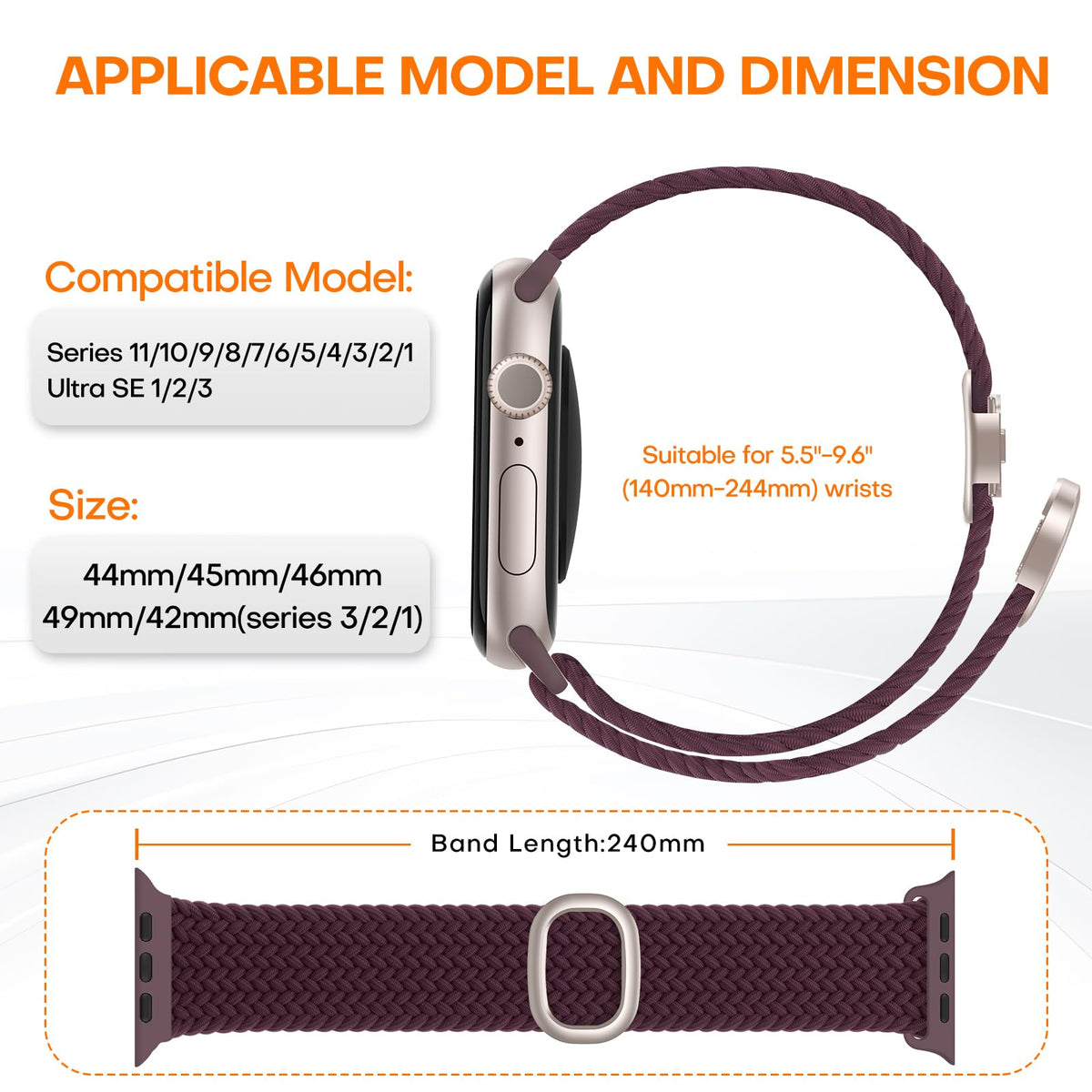 TOCOL Compatible with Apple Watch Bands for Women Men Braided Stretchy Band