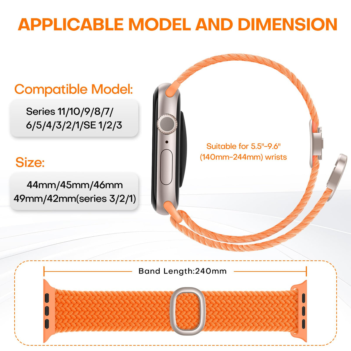 TOCOL Compatible with Apple Watch Bands for Women Men Braided Stretchy Band