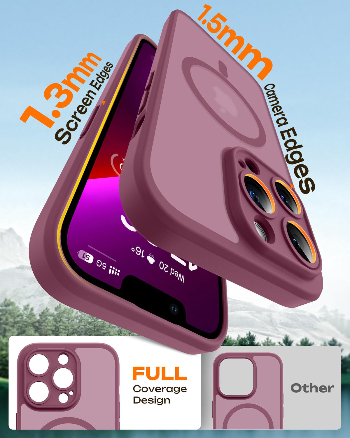 TOCOL for iPhone 13 Pro Max Case, Compatible with MagSafe, Plum