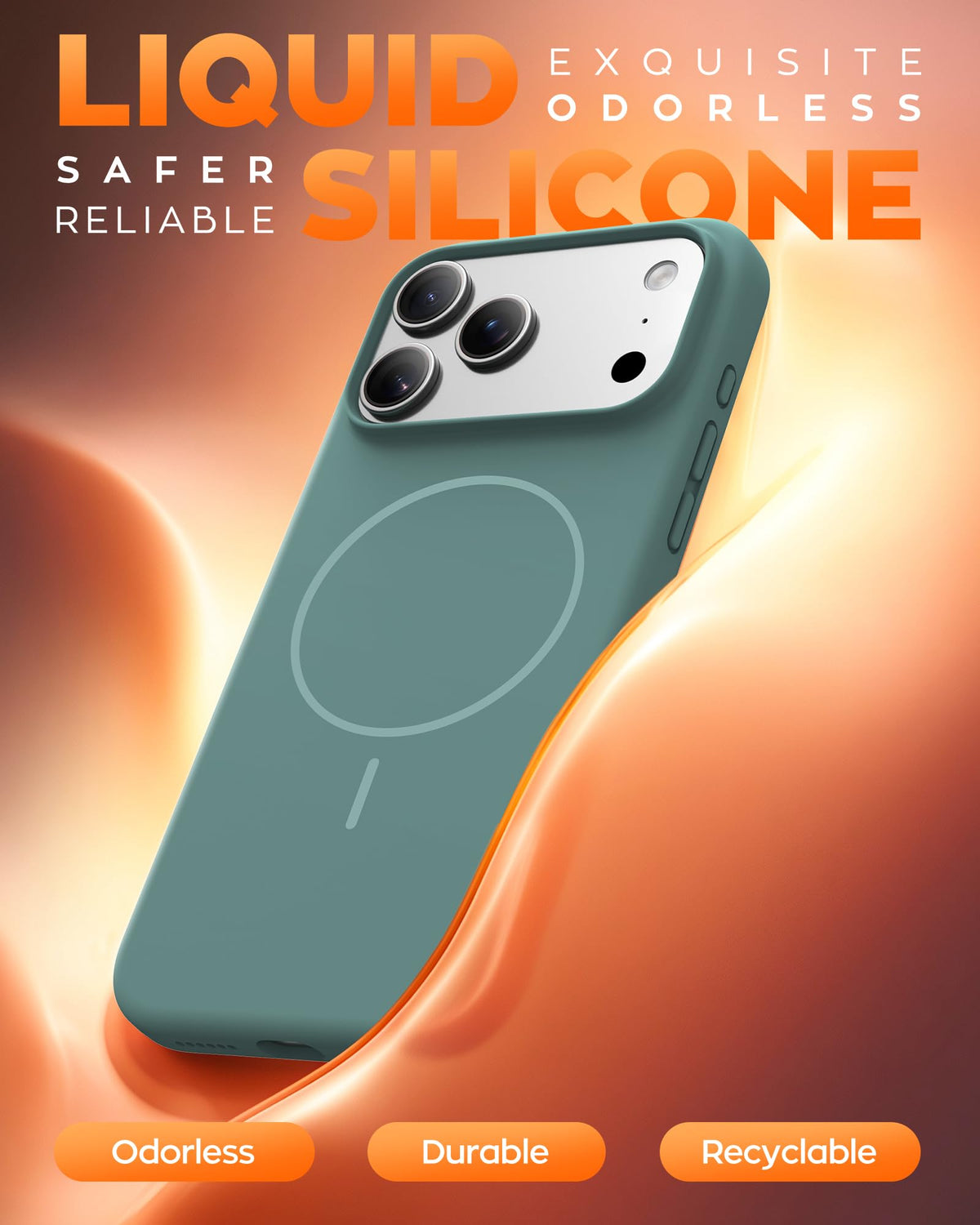TOCOL Magnetic for iPhone 17 Pro Max Case Liquid Silicone, Midnight Green