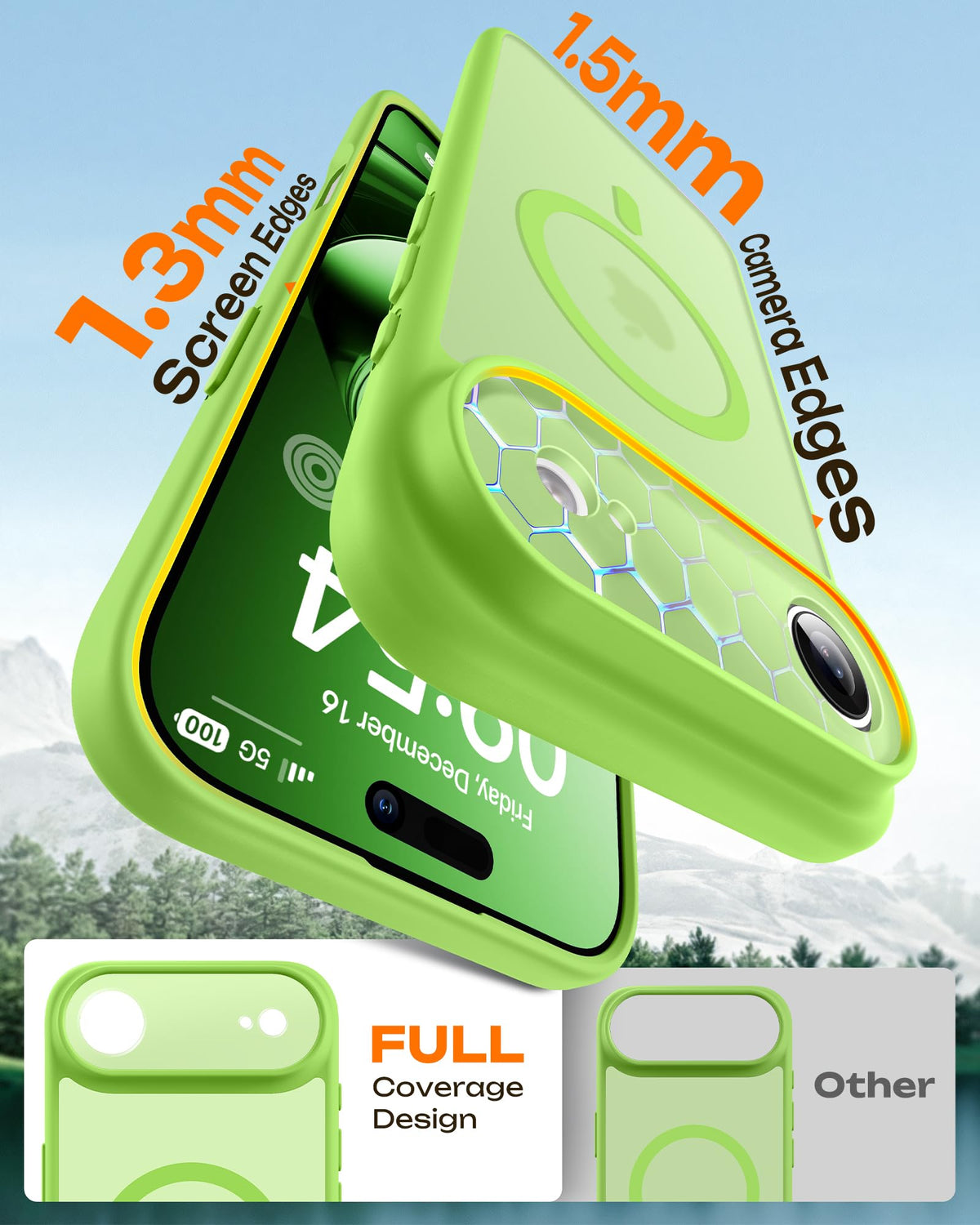 TOCOL For iPhone Air Case for MagSafe, Full Camera Protection, Built-in Magnetic Ring, Shockproof, Scratch-Resistant, Translucent Matte Mobile Phone Case for iPhone 17 Air Case 6.5 Inches, Green