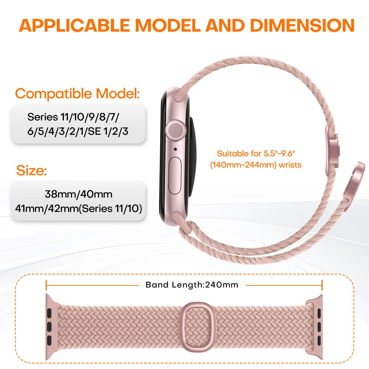 TOCOL Compatible with Apple Watch Bands for Women Men Braided Stretchy Band