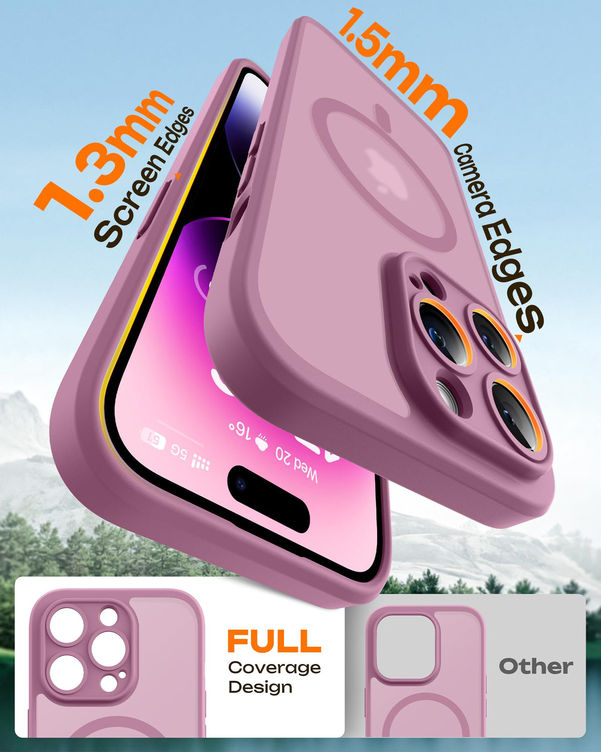 TOCOL for iPhone 14 Pro Case, Compatible with MagSafe, Lilac Purple