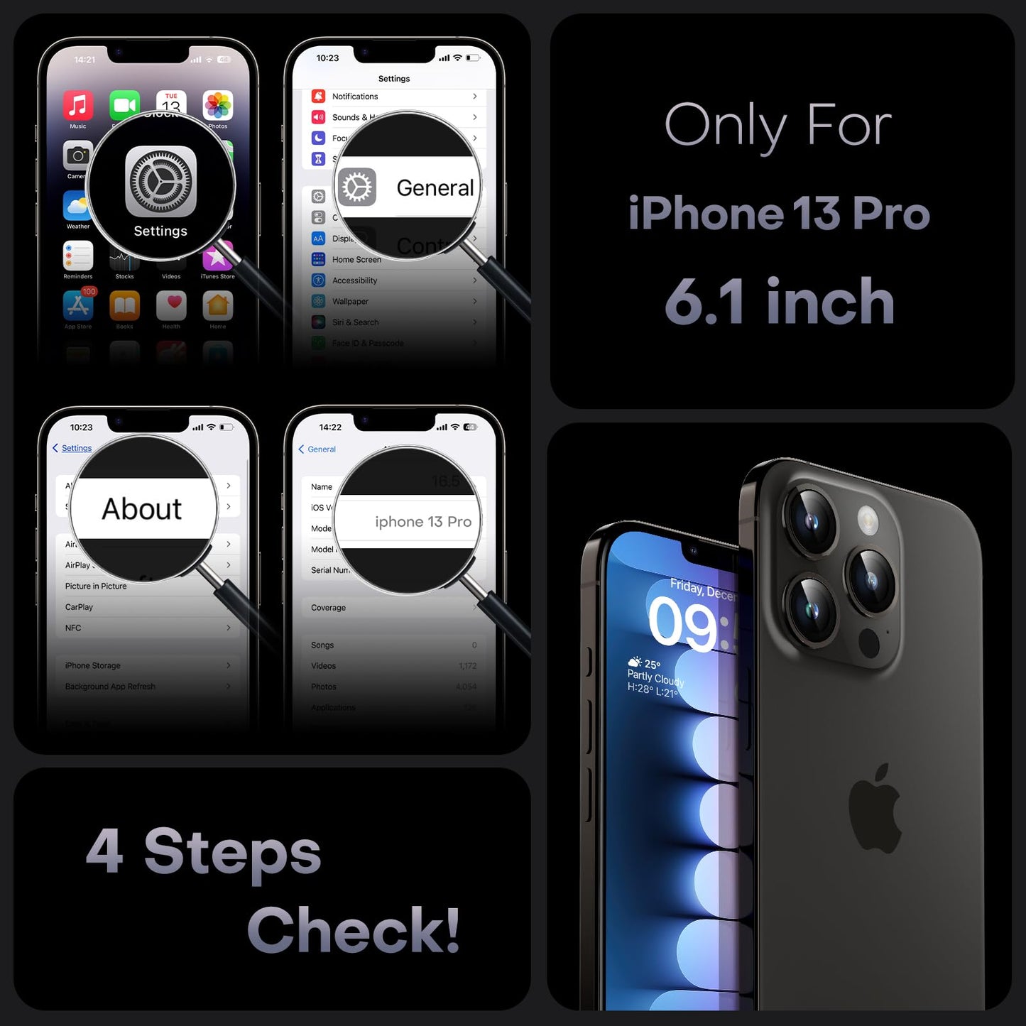 TOCOL for iPhone 13 Pro Case, Compatible with MagSafe, Matte Black