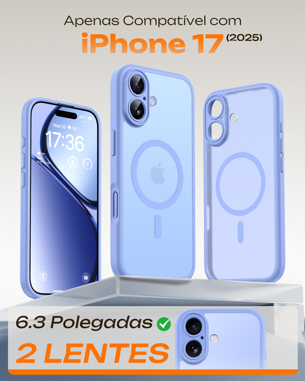TOCOL for iPhone 17 Case, Compatible with MagSafe, Light Blue