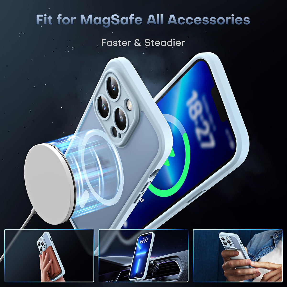 TOCOL for iPhone 13 Pro Case, Compatible with MagSafe, Sierra Blue