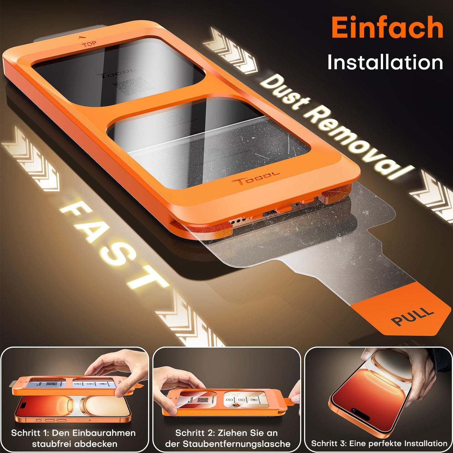 TOCOL For iPhone 17 Pro Max for Tempered Glass 6.9 Inches, Full Screen Automatic Installation 9H Film Shockproof Scratch-Resistant Anti-Fingerprint Bubble-Free Compatible with Case, Pack of 2