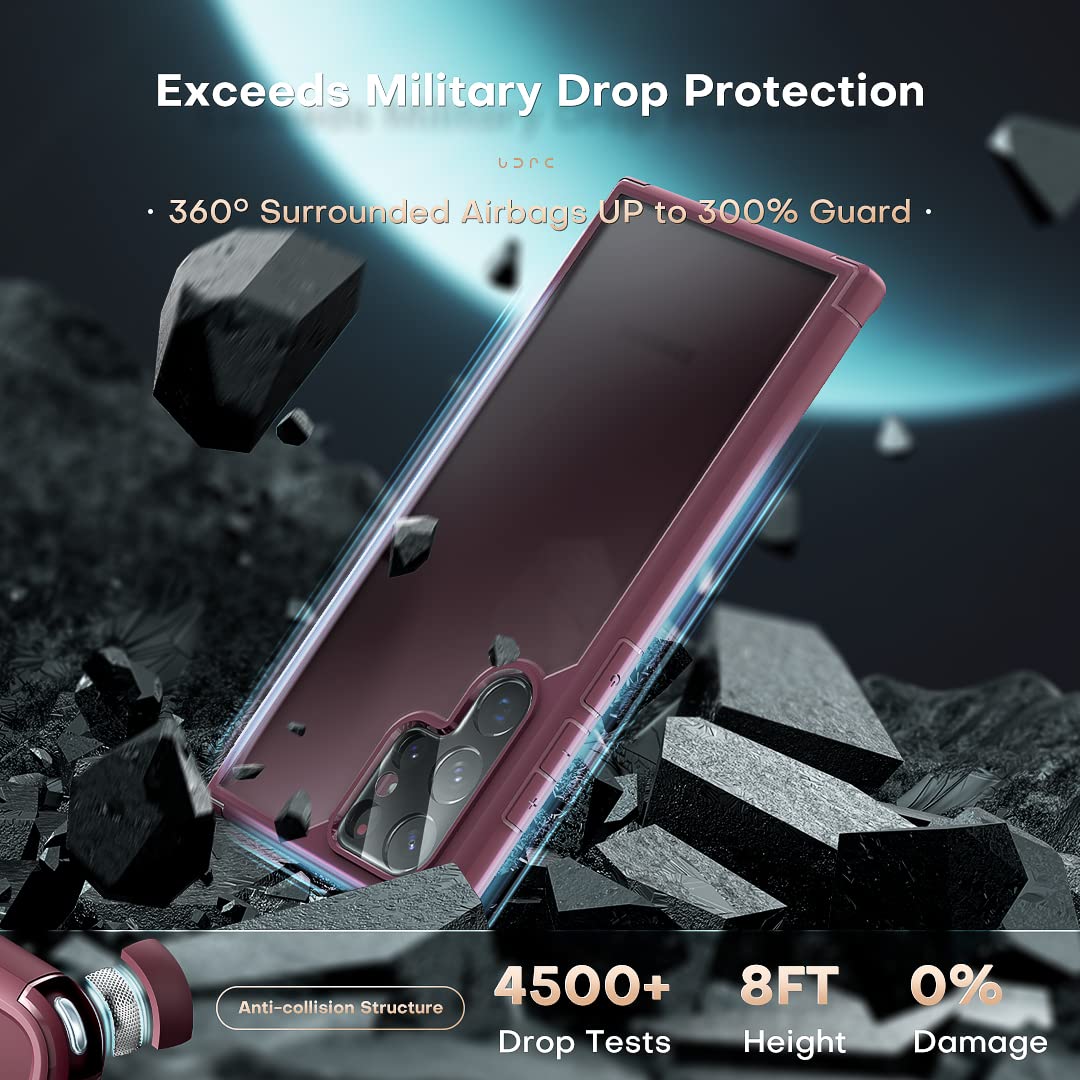TOCOL for Samsung Galaxy S22 Ultra Case, Drop Protection Matte Case, Plum