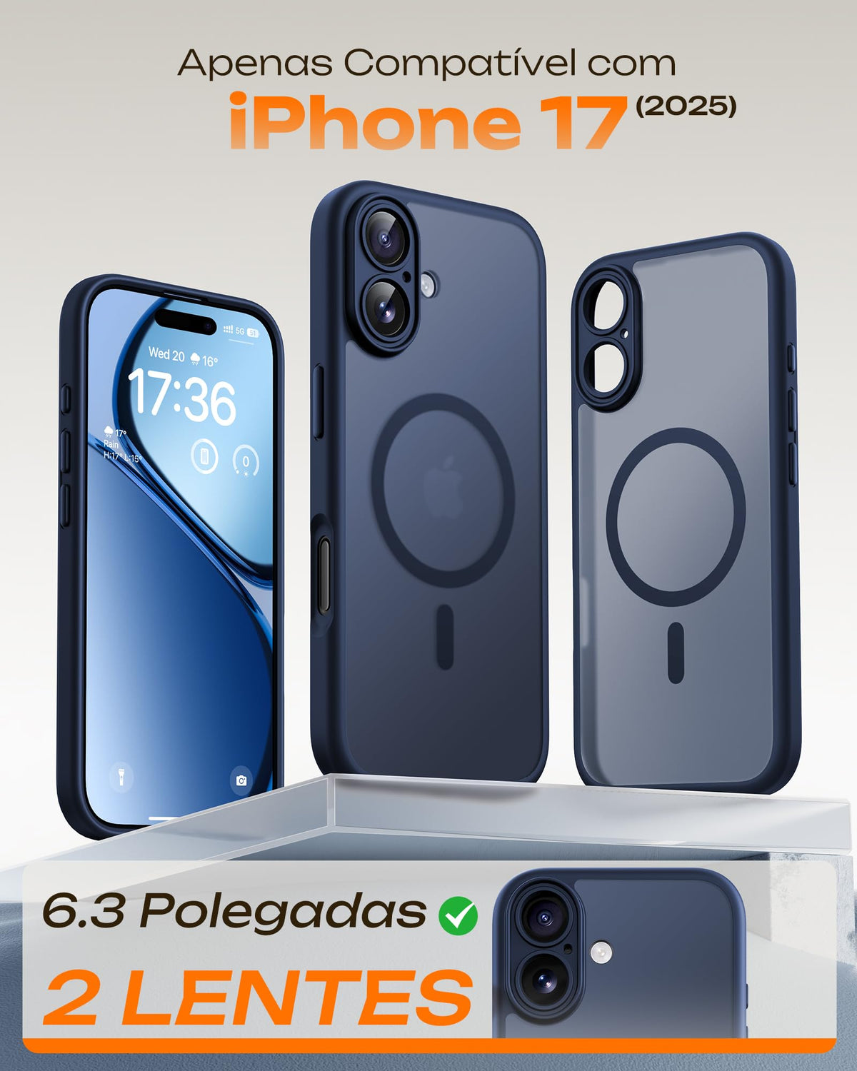 TOCOL for iPhone 17 Case, Compatible with MagSafe, Dark Blue