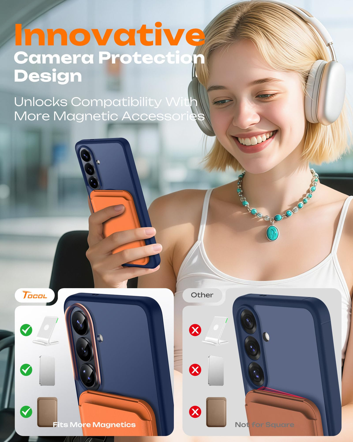 TOCOL for Samsung Galaxy S26 Case, Compatible with MagSafe, Dark Blue