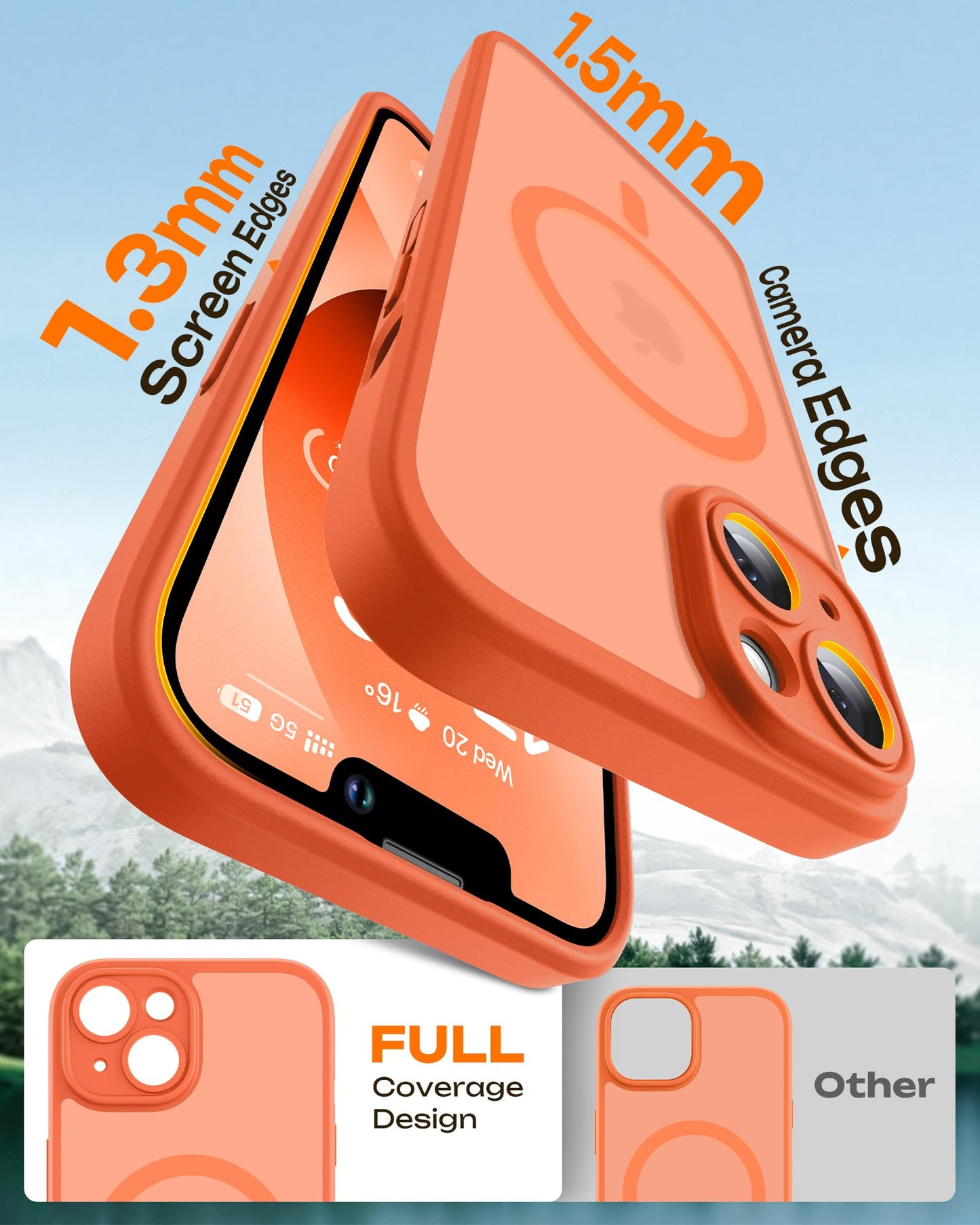 TOCOL for iPhone 13 Case, Compatible with MagSafe, Orange