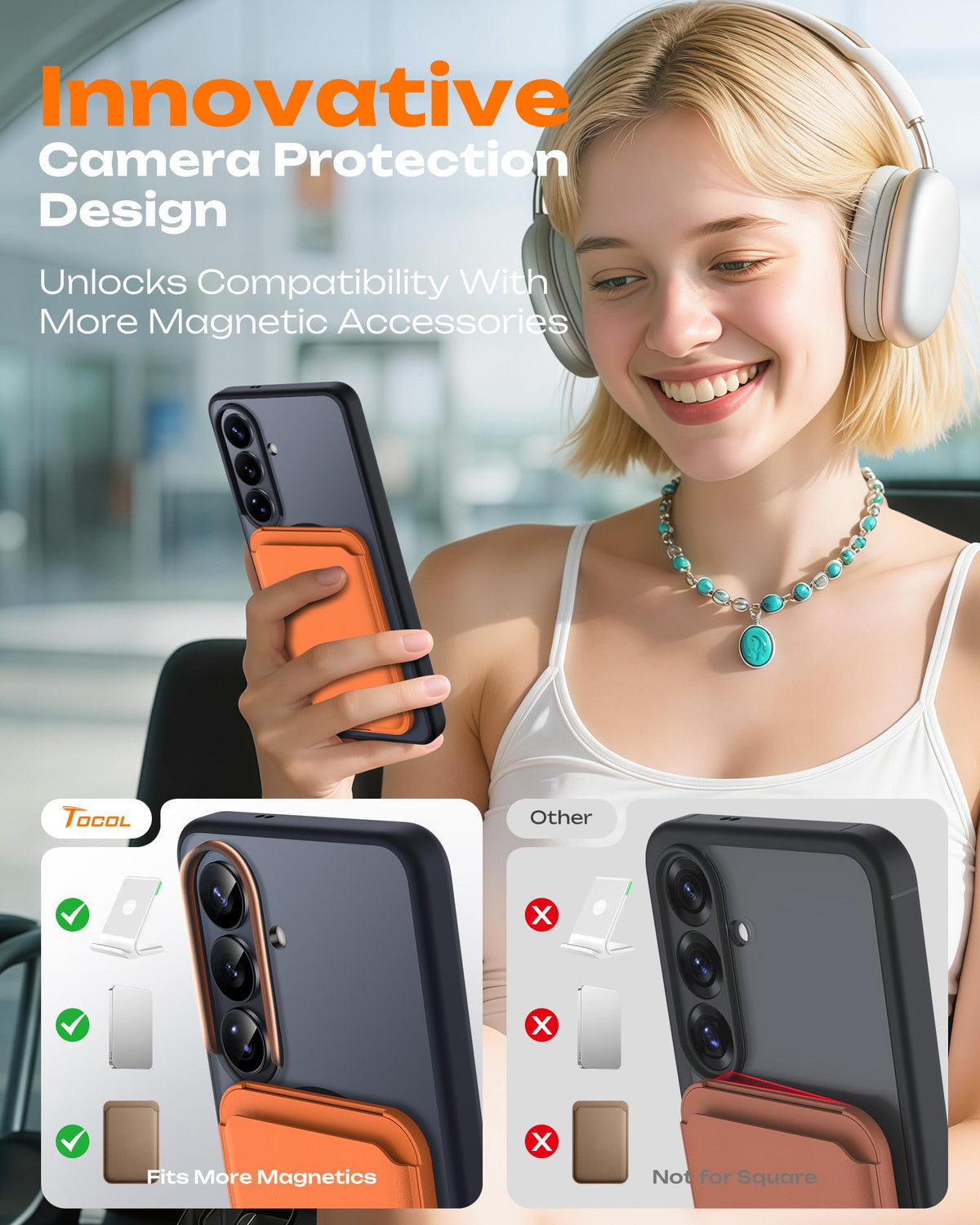 TOCOL for Samsung Galaxy S26 Case, Compatible with MagSafe, Black