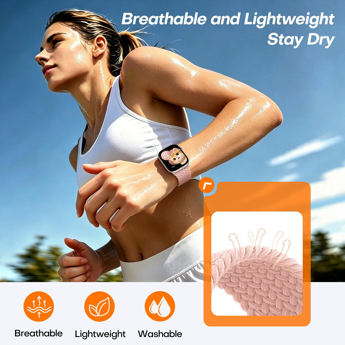 TOCOL Compatible with Apple Watch Bands for Women Men Braided Stretchy Band