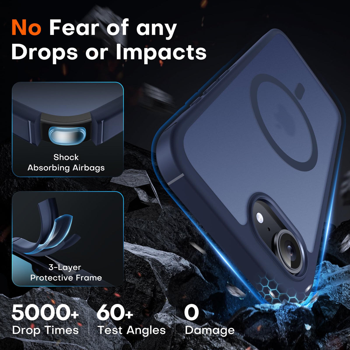 TOCOL for iPhone 17e Case, Compatible with MagSafe, Dark Blue