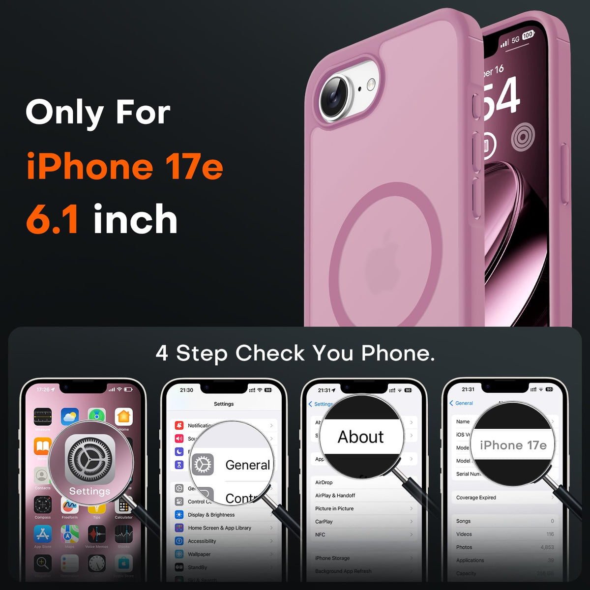 TOCOL for iPhone 17e Case, Compatible with MagSafe, Lilac Purple