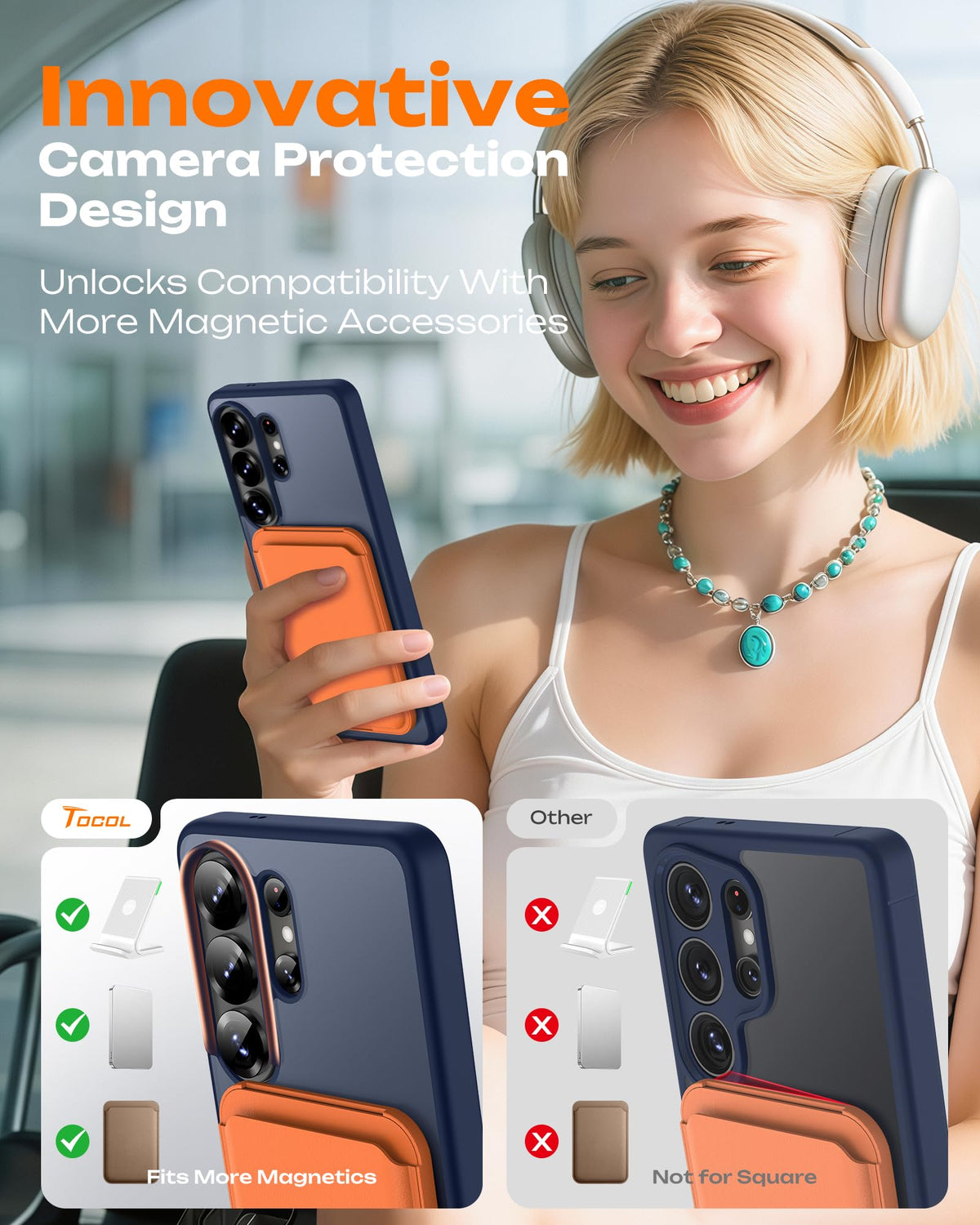 TOCOL for Samsung Galaxy S26 Ultra Case, Compatible with MagSafe, Dark Blue