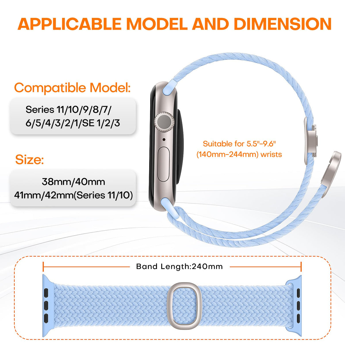 TOCOL Compatible with Apple Watch Bands for Women Men Braided Stretchy Band