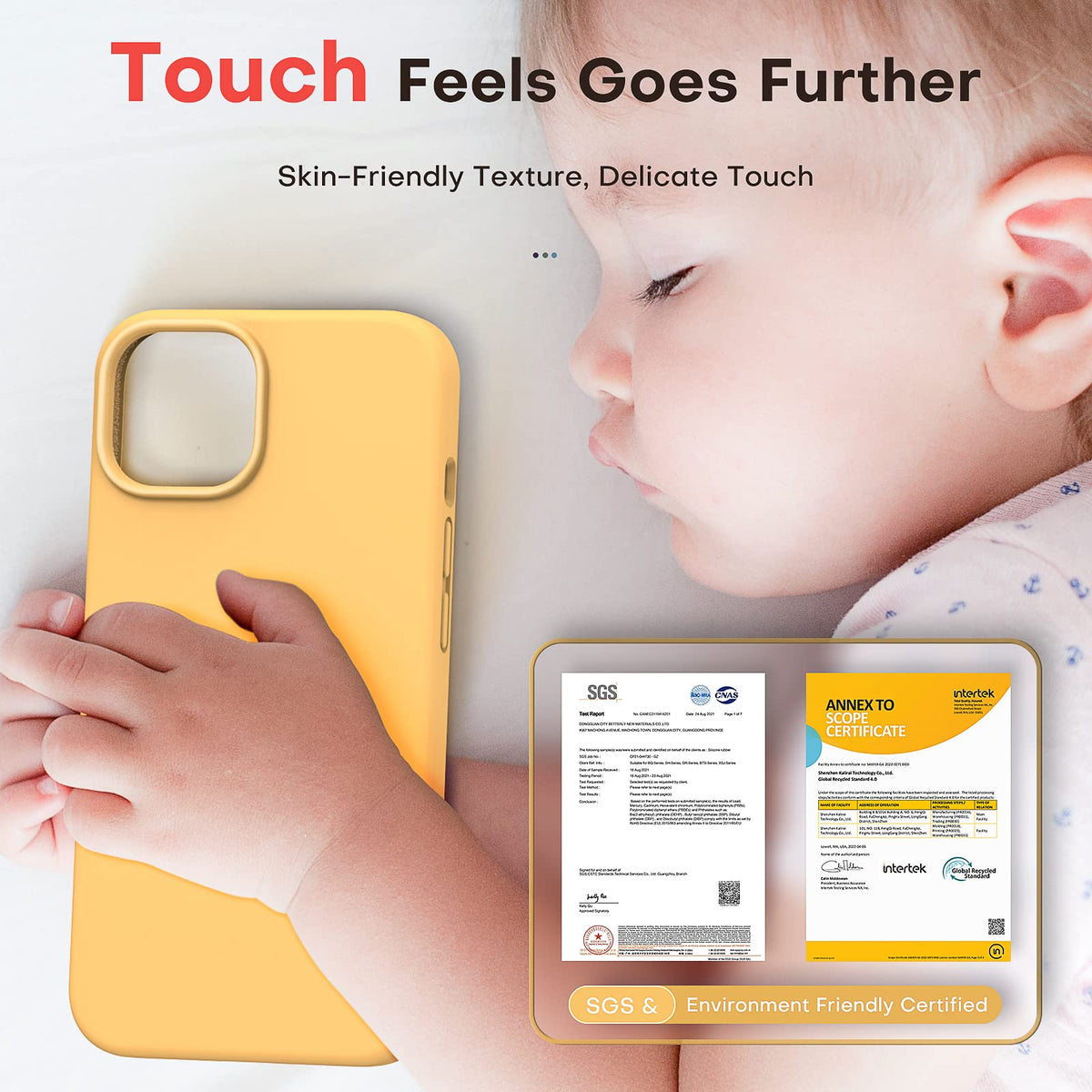 TOCOL 5 in 1 for iPhone 14 Case, with 2 Pack Screen Protector + 2 Pack Camera Lens Protector, Liquid Silicone Phone Case for iPhone 14, Orange
