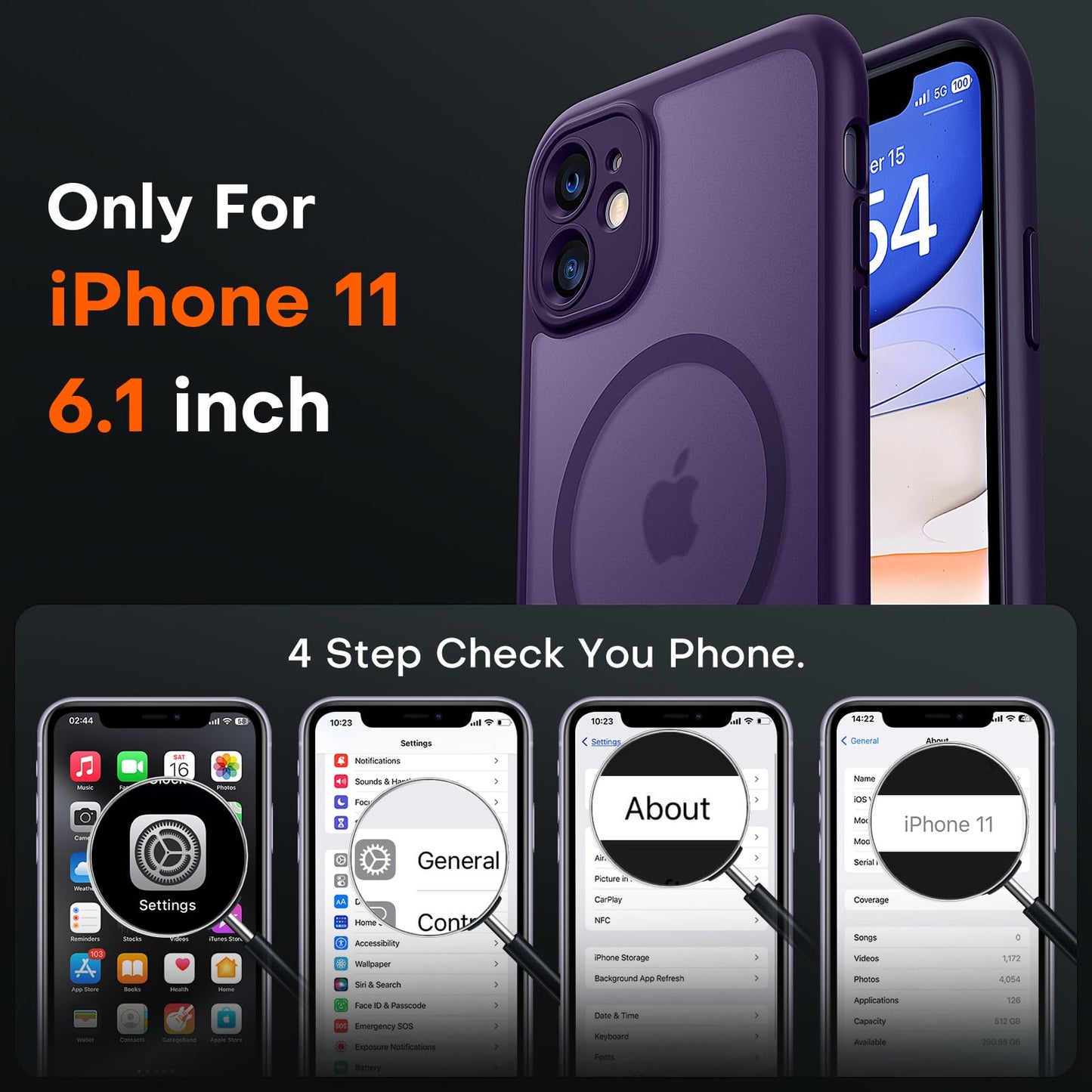 TOCOL for iPhone 11 Case, Compatible with MagSafe, Mdnight Purple
