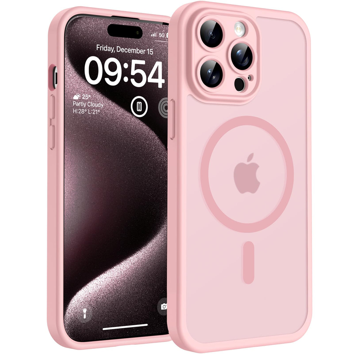 TOCOL for iPhone 15 Pro Max Case, Compatible with MagSafe, Light Pink