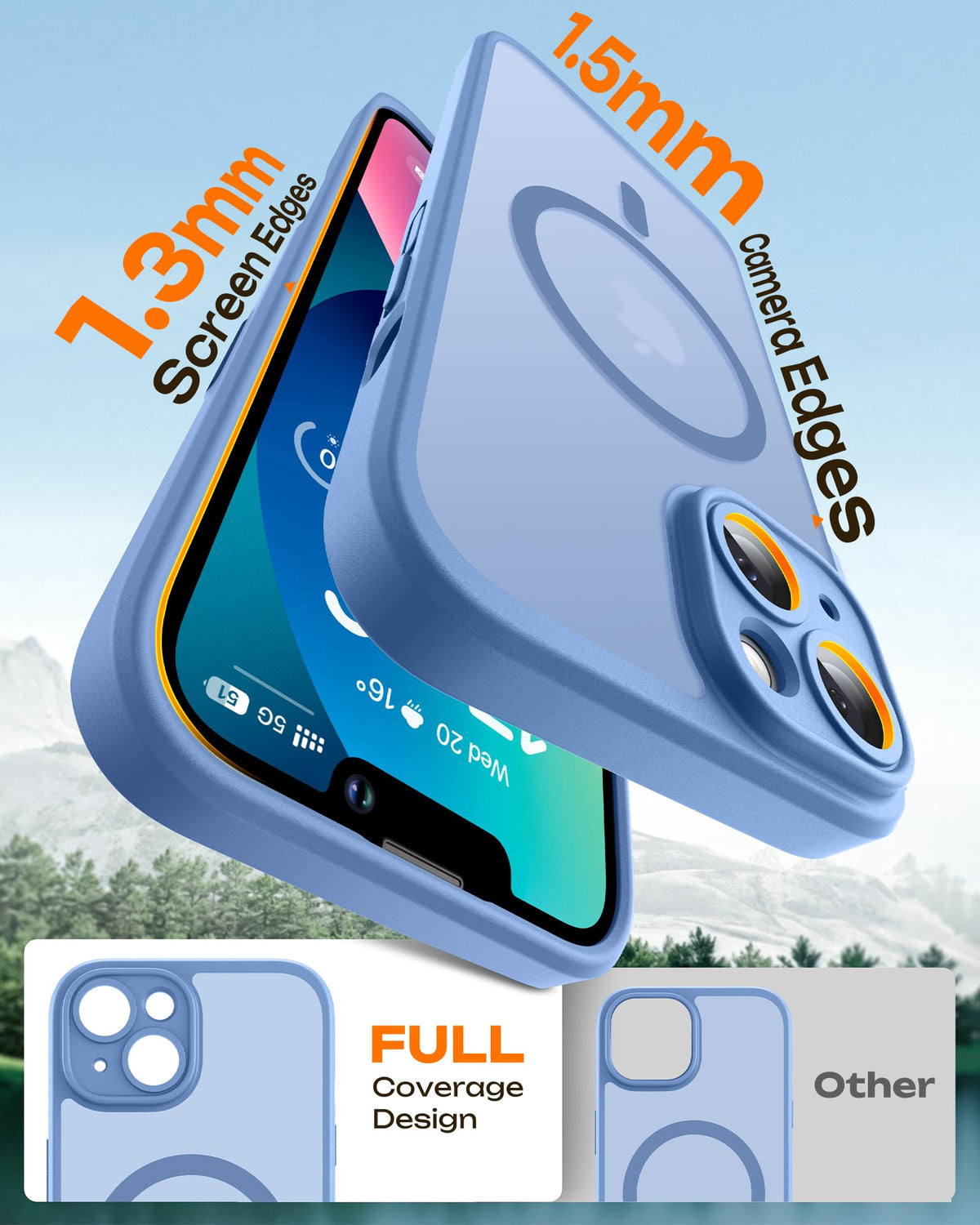 TOCOL for iPhone 13 Case, Compatible with MagSafe, Light Blue