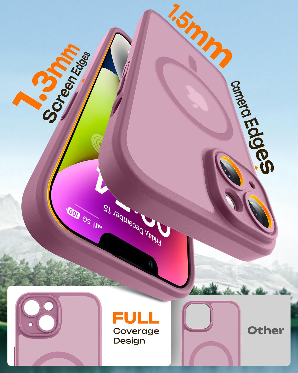 TOCOL for iPhone 14 Case, Compatible with MagSafe, Lilac Purple
