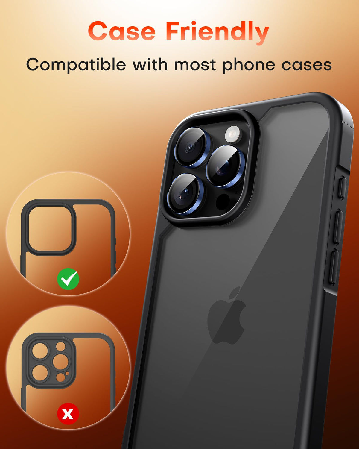 TOCOL for iPhone 16 Pro Max Camera Lens Protector/iPhone 16 Pro Camera Lens Protector Tempered Glass HD Individual Scratch Resistant Cover Accessories Case Friendly 2 Pack（Dark Blue）