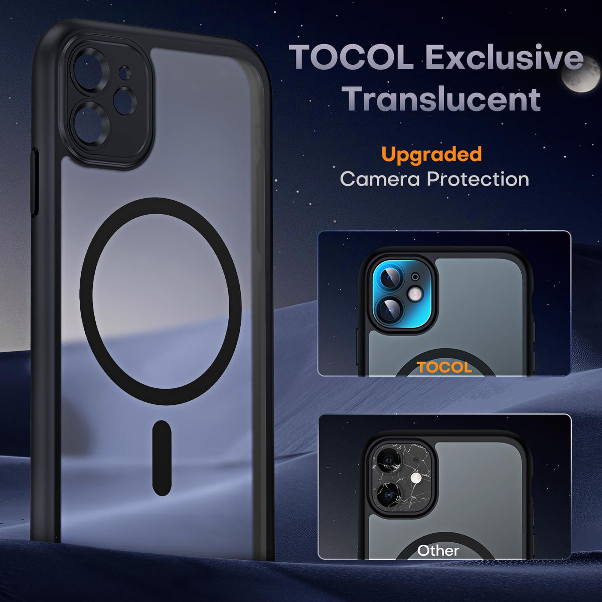 TOCOL for 18 Pro Case, Compatible with Magnetic, Clear