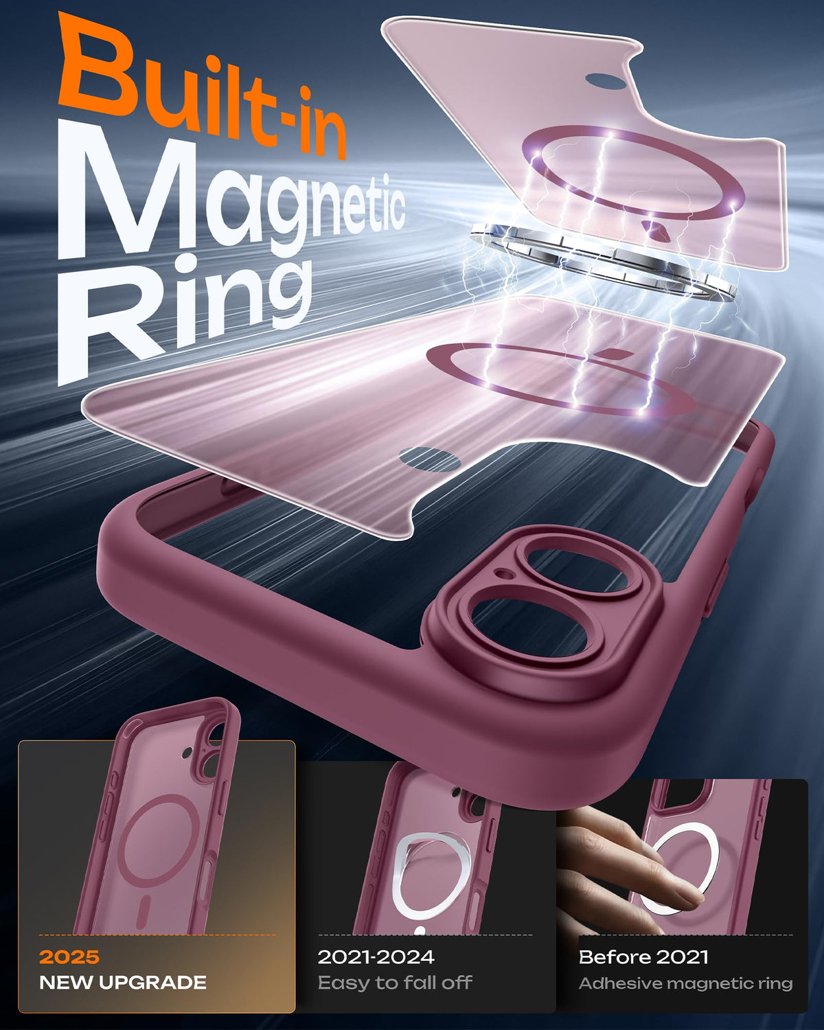TOCOL for iPhone 17 Case, Compatible with MagSafe, Plum
