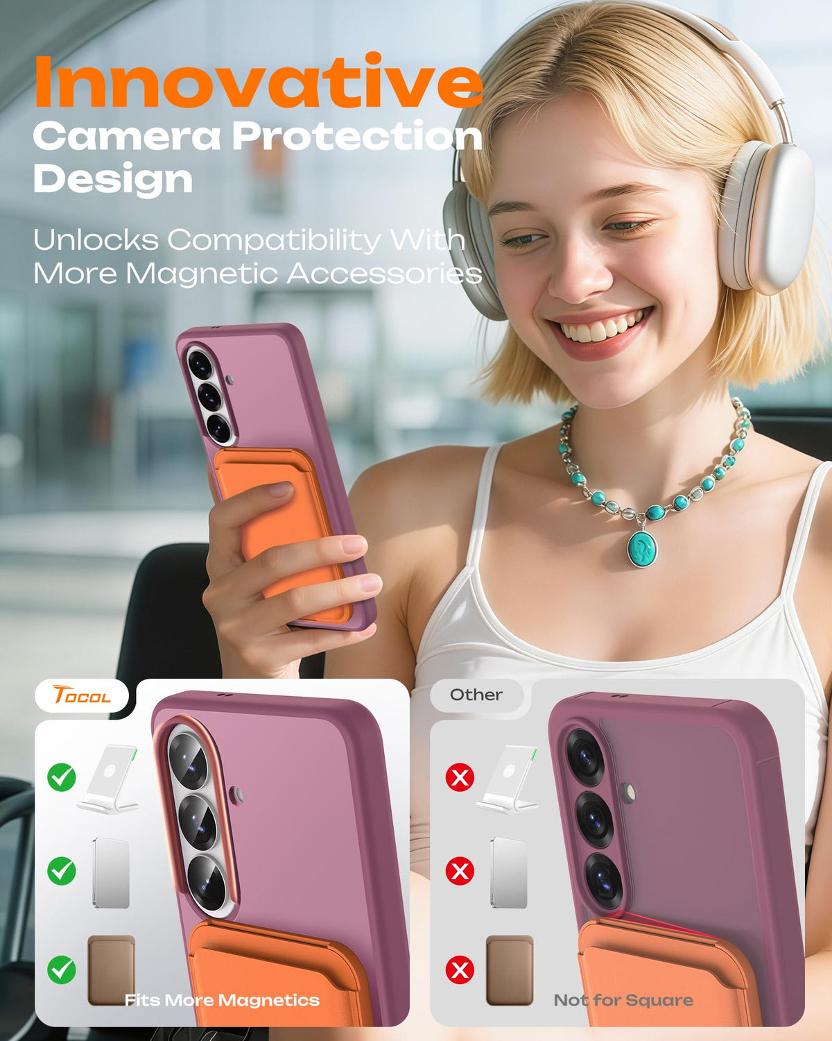 TOCOL for Samsung Galaxy S26 Case, Compatible with MagSafe, Plum