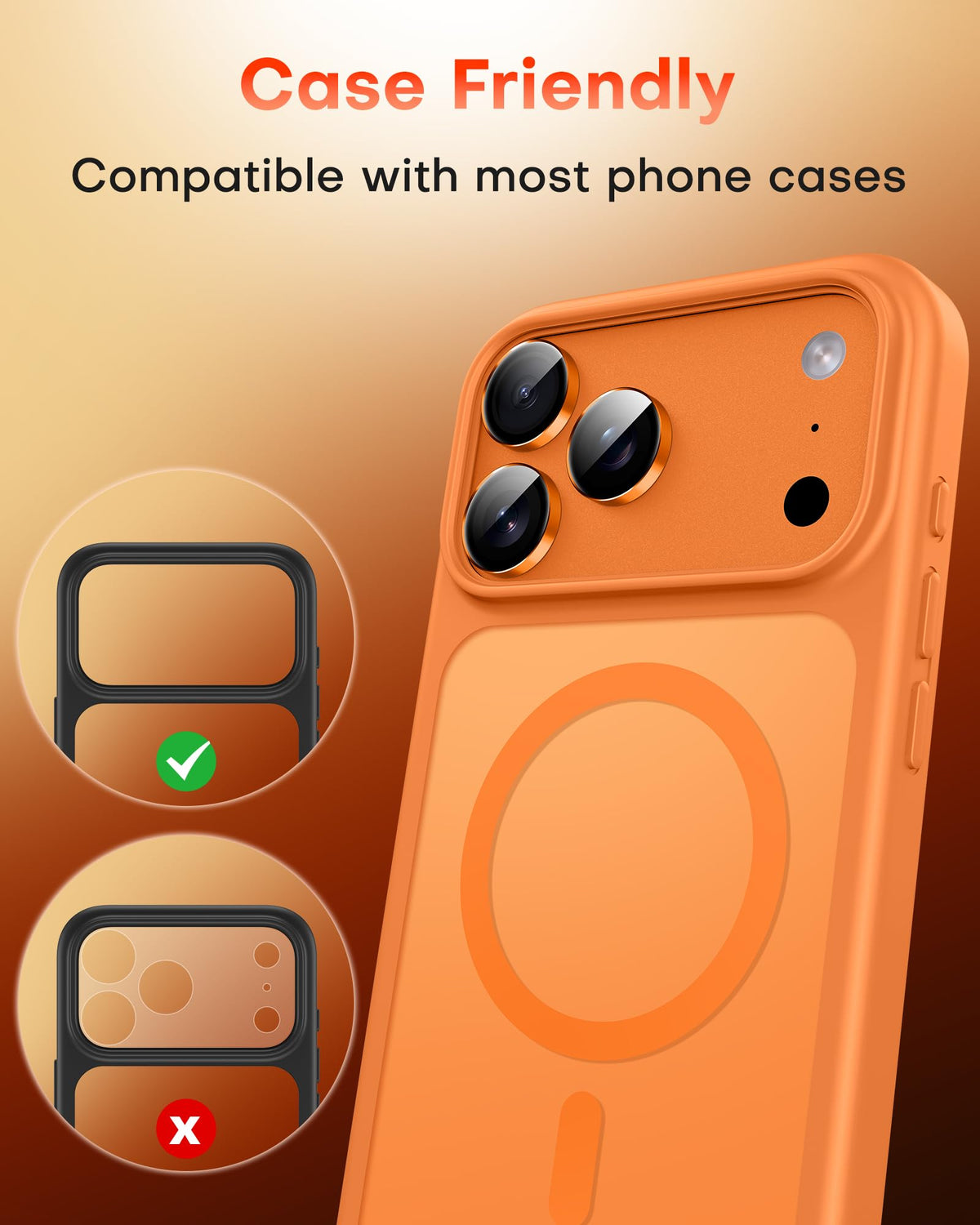 TOCOL Camera Lens Protector for iPhone 17 Pro Max/iPhone 17 Pro Tempered Glass HD Individual Scratch Resistant Camera Cover Accessories Case Friendly 2 Pack（Orange）