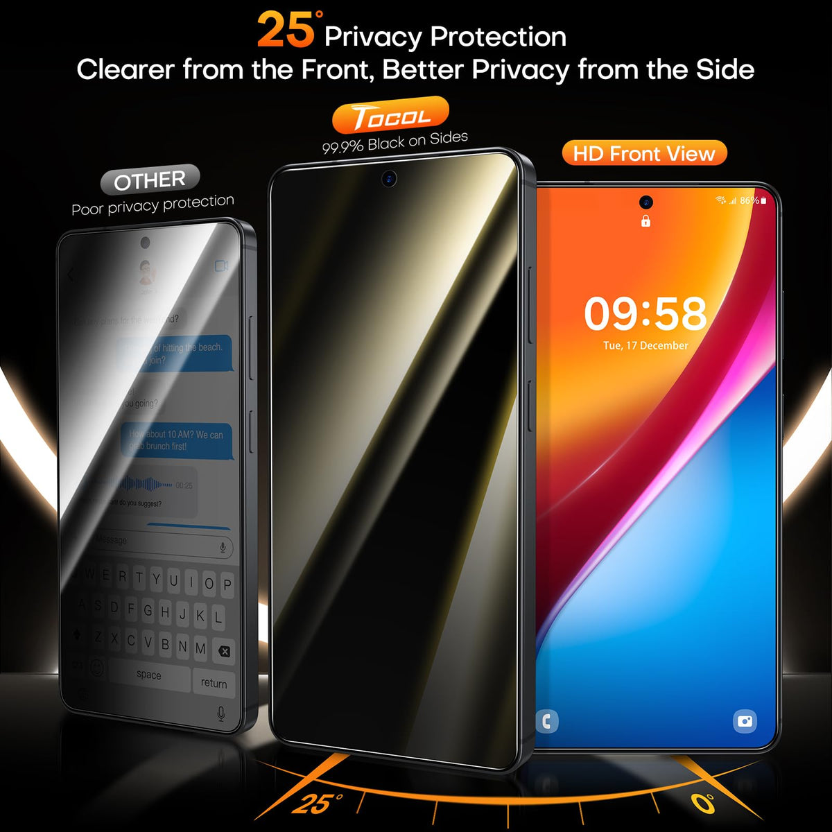 TOCOL for Samsung Galaxy S26 FE Privacy Screen Protector
