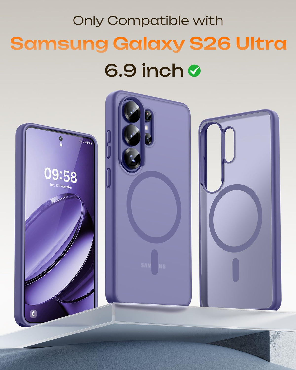 TOCOL for Samsung Galaxy S26 Ultra Case, Fit for MagSafe, Lavender Gray