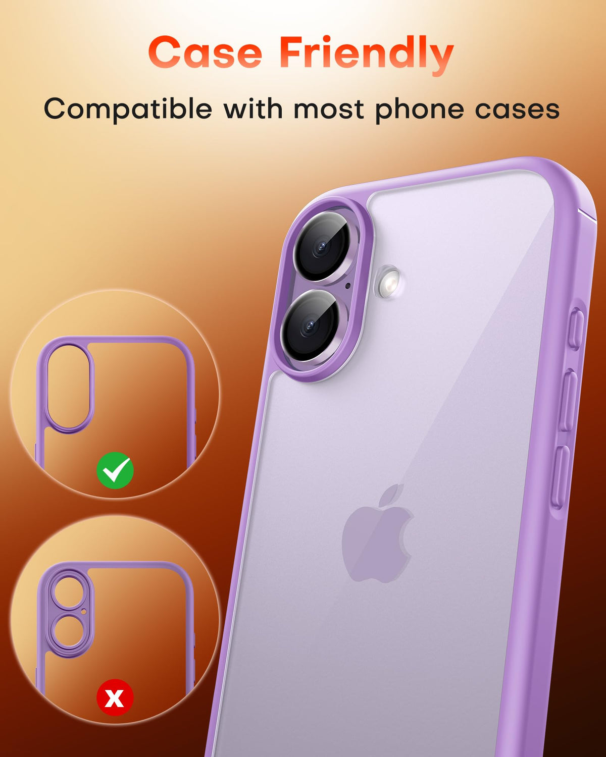 TOCOL Camera Lens Protector for iPhone 17 Tempered Glass HD Individual Scratch Resistant Camera Cover Accessories Case Friendly 2 Pack（Light Purple）
