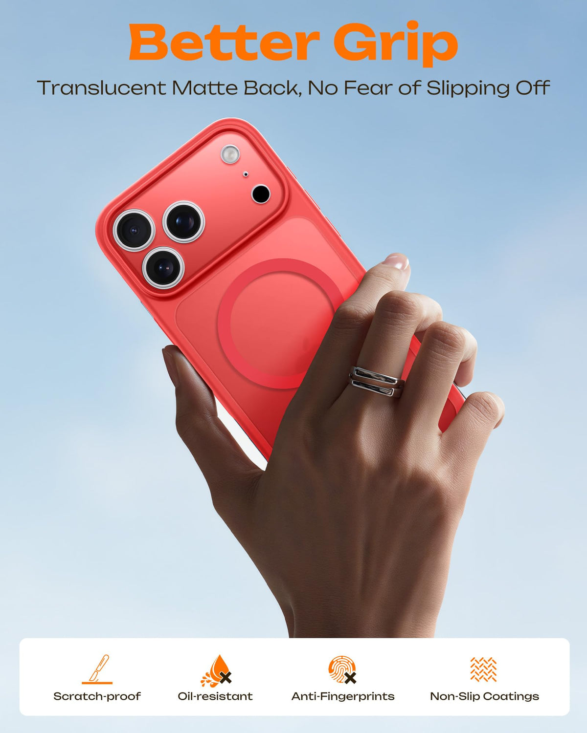 TOCOL for iPhone 18 Pro Case, Compatible with MagSafe, Red