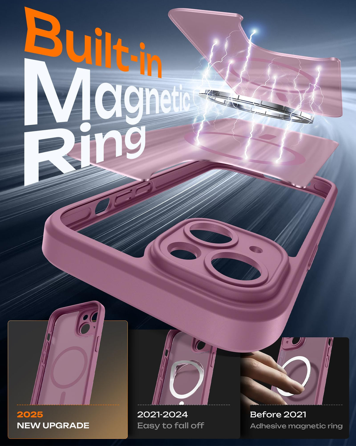 TOCOL for iPhone 15 Case, Compatible with MagSafe, Lilac Purple