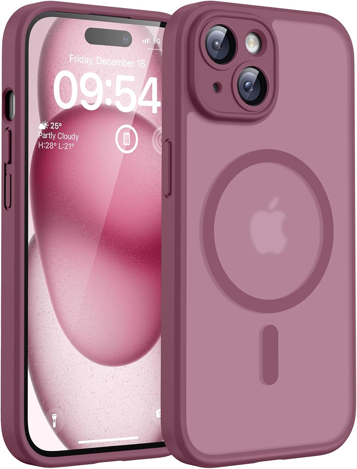 TOCOL Magnetic for iPhone 15 Case 6.1-Inch, Fit for MagSafe, Upgraded Full Camera Protection, 14FT Military Grade Shockproof Thin Slim Frosted Translucent Matte Back Phone Cover (Titan Gray)