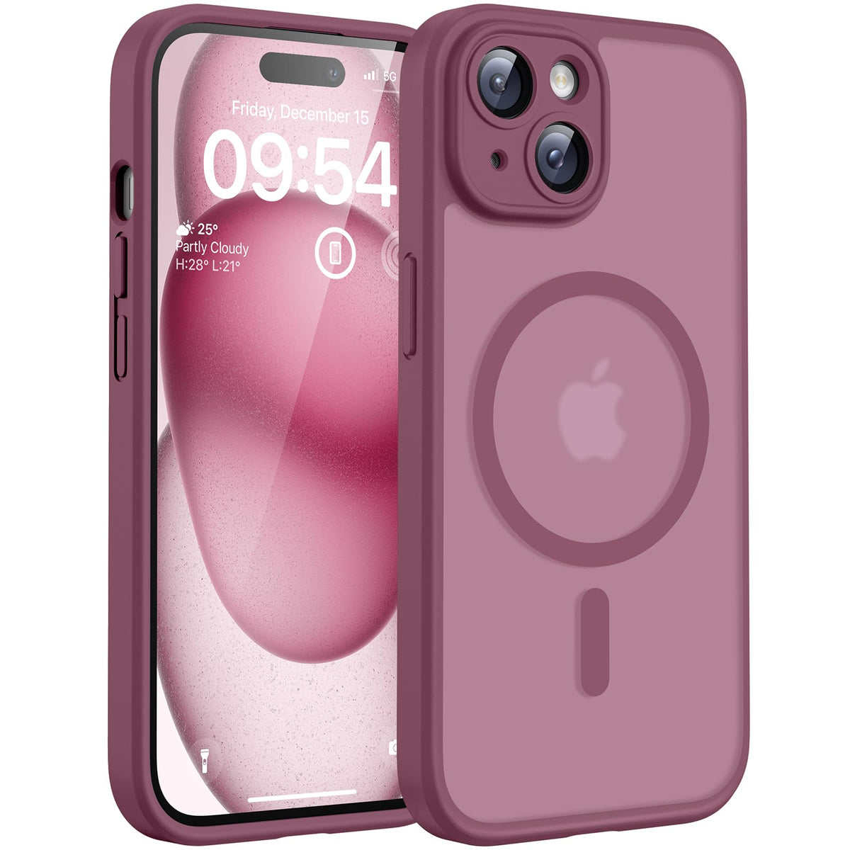 TOCOL for iPhone 15 Plus Case, Compatible with MagSafe, Plum