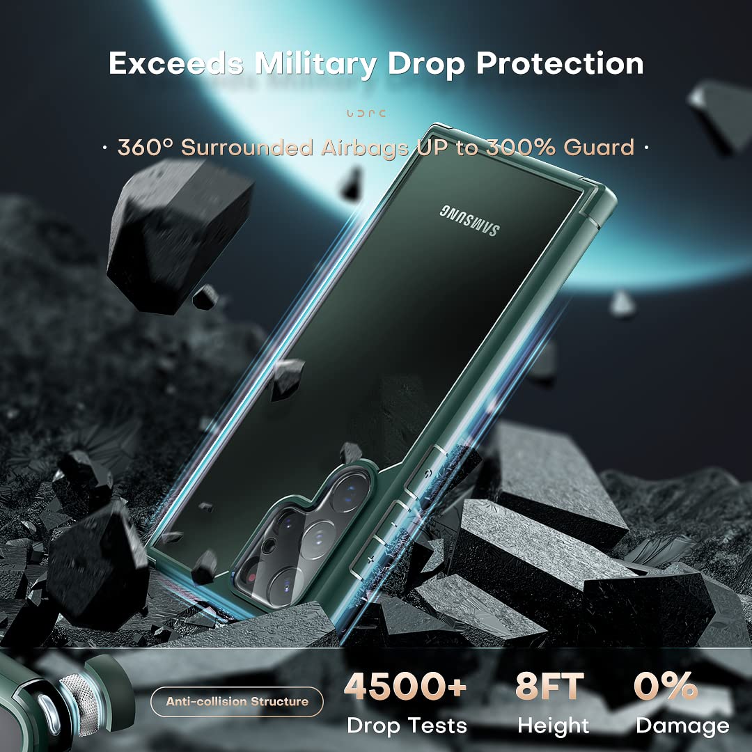 TOCOL for Samsung Galaxy S22 Ultra Case, Translucent Matte Hard Back [Military Grade Shockproof] [Anti-Scratch & Anti-Fingerprint] Slim Fit Protective Cover for Galaxy S22 Ultra Case 6.8'', Green