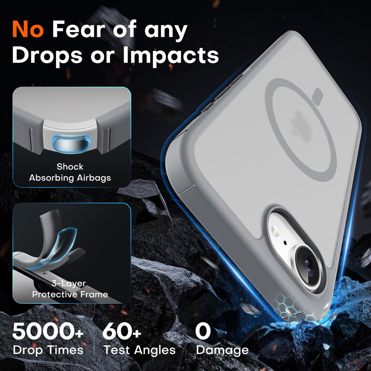 TOCOL for iPhone 17e Case, Compatible with MagSafe, Gray