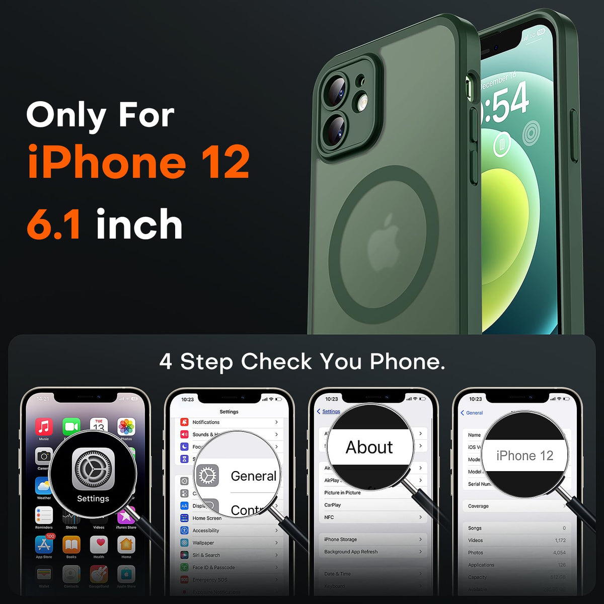TOCOL for iPhone 12 Case, Compatible with MagSafe, Alpine Green