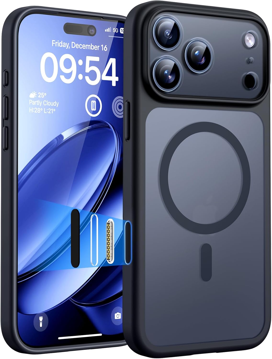 TOCOL Magnetic for iPhone 17 Pro Case 6.3-Inch, Compatible with MagSafe, Full Camera Protection, Built-in Magnetic Ring, Drop Protection Shockproof Slim Translucent Matte Phone Cove