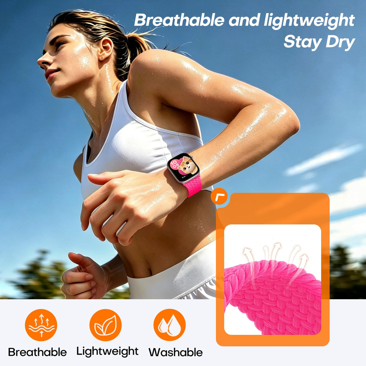 TOCOL Compatible with Apple Watch Bands for Women Men Braided Stretchy Band