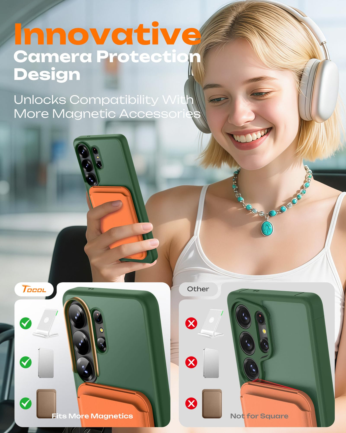 TOCOL for Samsung Galaxy S26 Ultra Case, Fit for MagSafe, Alpine Green