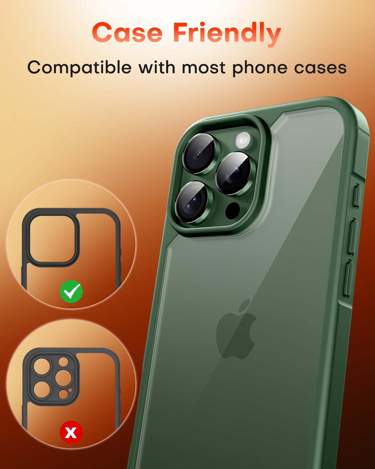 TOCOL Camera Lens Protector for iPhone 13 Pro Max/iPhone 13 Pro Tempered Glass HD Individual Scratch Resistant Camera Cover Accessories Case Friendly 2 Pack（Alpine Green）