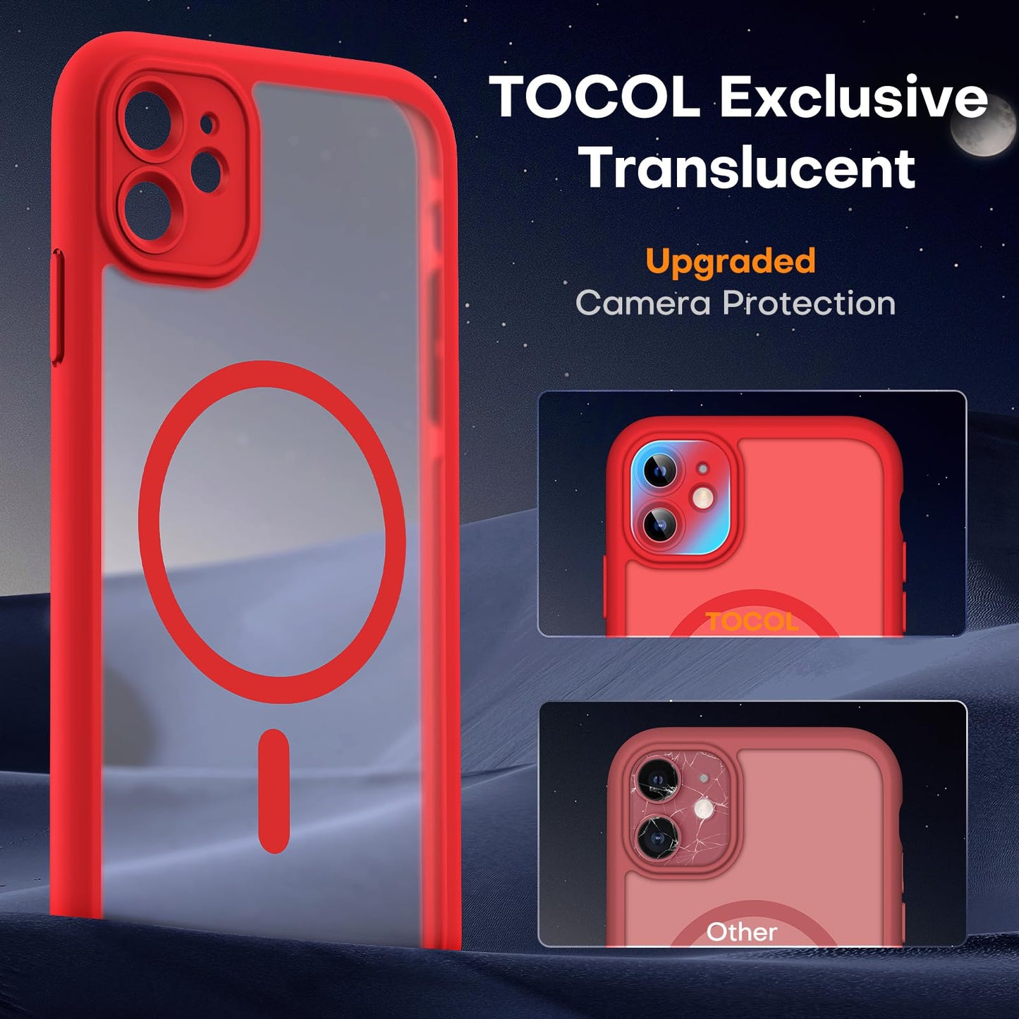 TOCOL for iPhone 11 Case, Compatible with MagSafe, Red