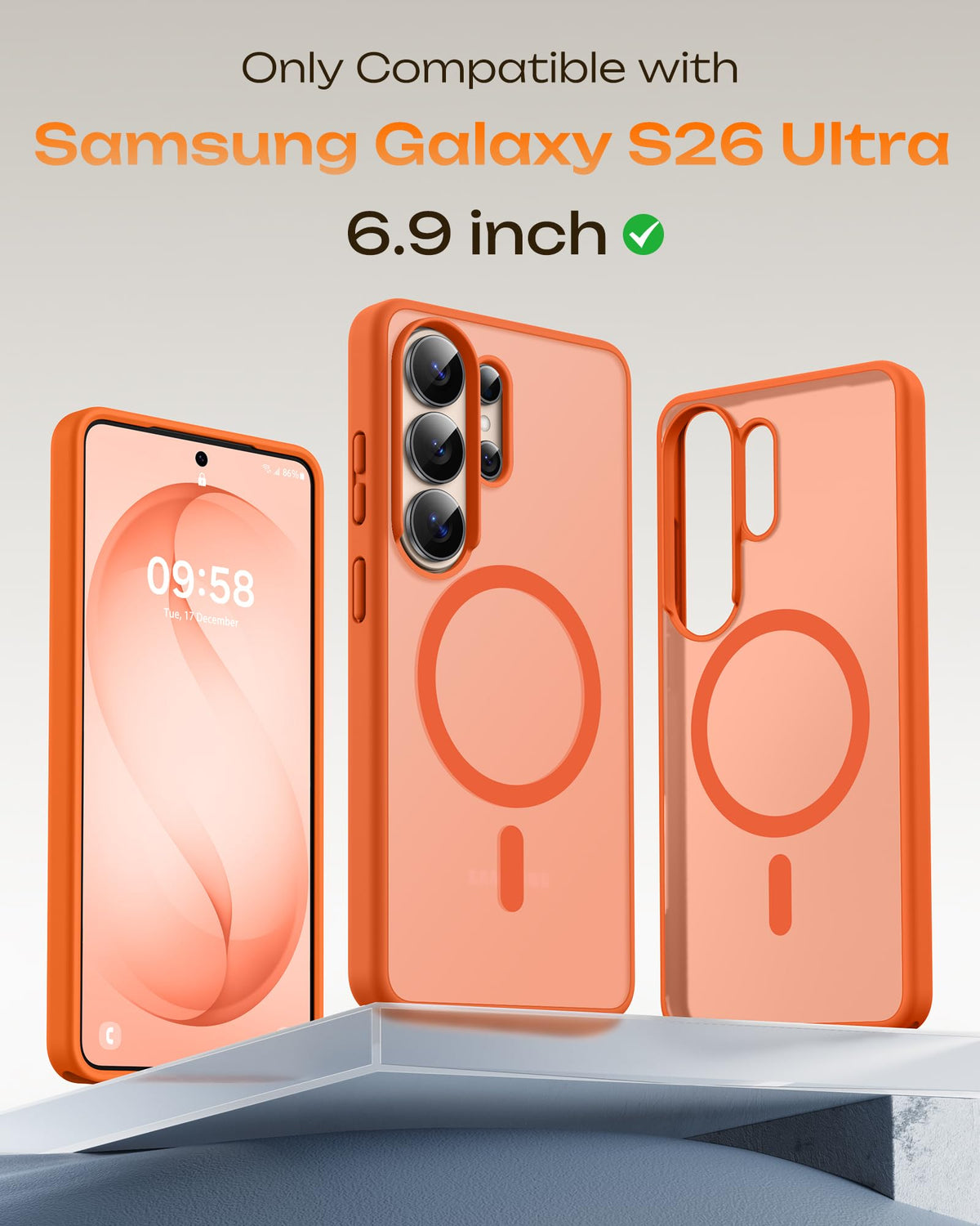 TOCOL for Samsung Galaxy S26 Ultra Case, Compatible with MagSafe, Orange