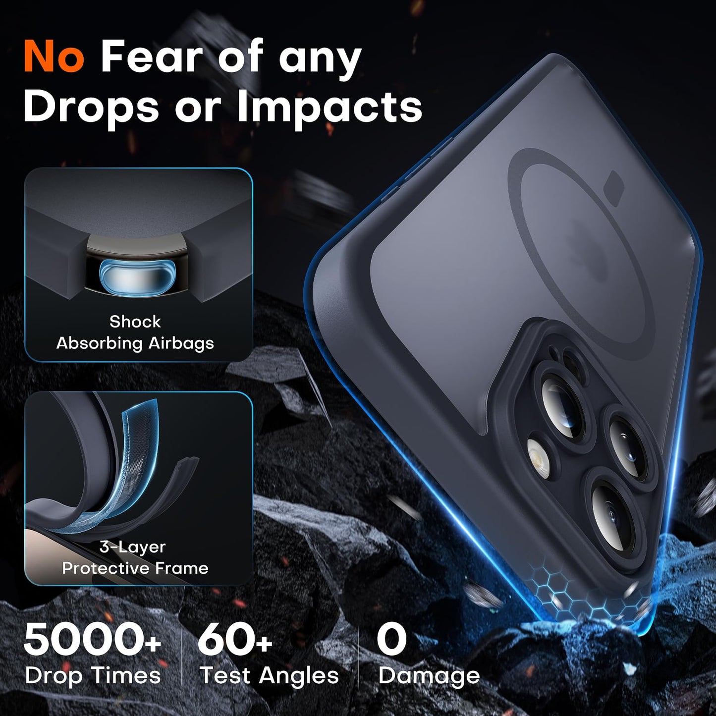 TOCOL for iPhone 16 Pro Max Case, Compatible with MagSafe, Black